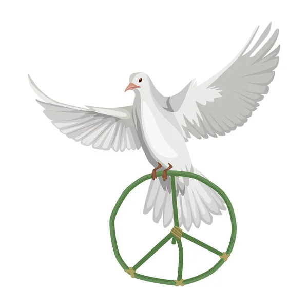 世界和平日鸽子和标志孤立图标 — 图库矢量图片