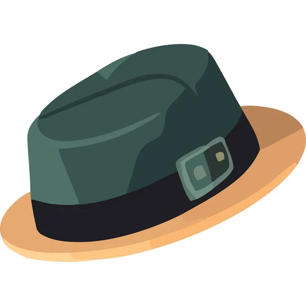 Sombrero Masculino Verde Elegante Icono Accesorio — Archivo Imágenes Vectoriales