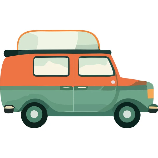 橙色和绿色面包车旅游车图标 — 图库矢量图片