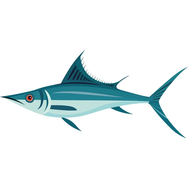 Witte Marlijn Vis Dier Specerij Geïsoleerd — Stockvector