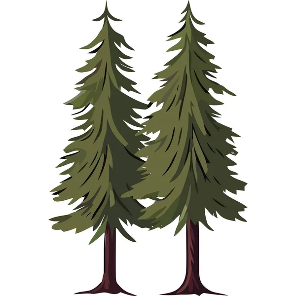 Two Pines Trees Plants Forest Icon — Stock Vector