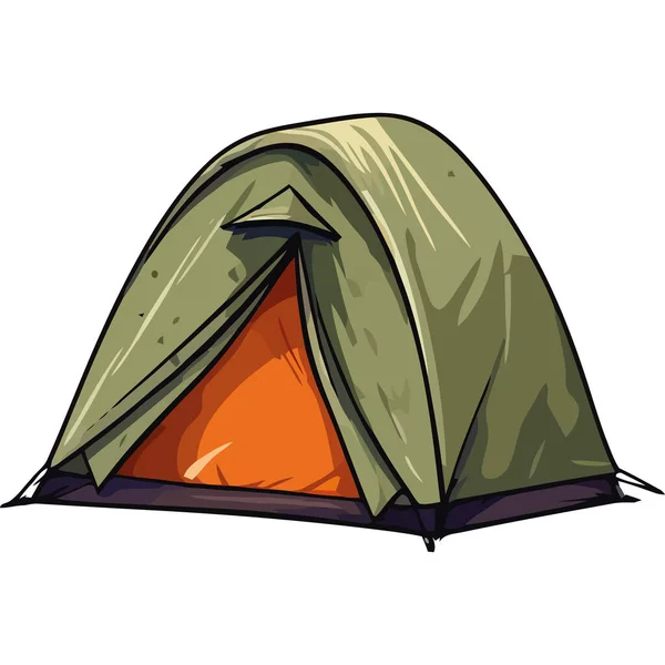 Green Orange Camping Tent Equipment Icon — Stock Vector
