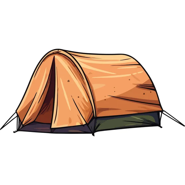 橙色和绿色露营帐篷设备 — 图库矢量图片