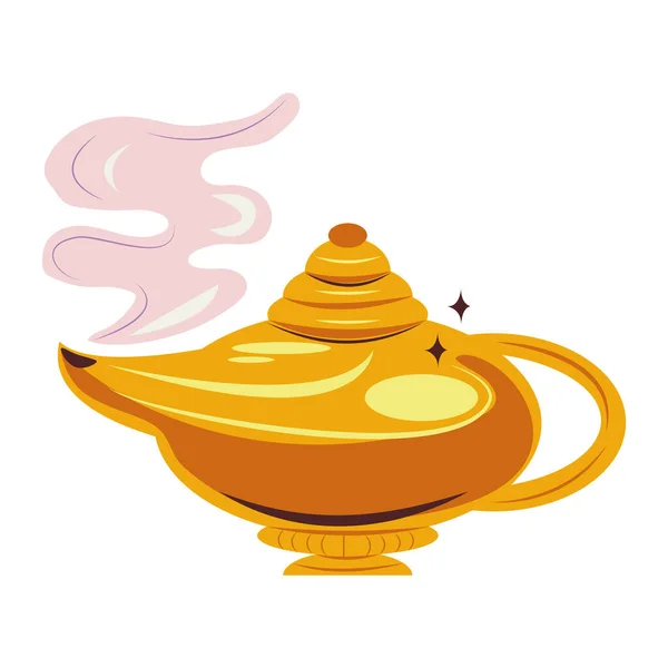 Волшебная Лампа Джинна Дымовой Иконой — стоковый вектор