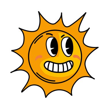 hava durumu çizgi film karakteri güneş izole ikonu