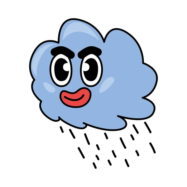 Tempo Desenho Animado Personagem Chuva Nuvem Isolado Ícone — Vetor de Stock