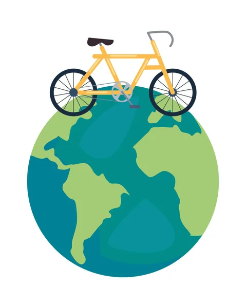 Car Free Day Planet Isolated Icon — Stock Vector