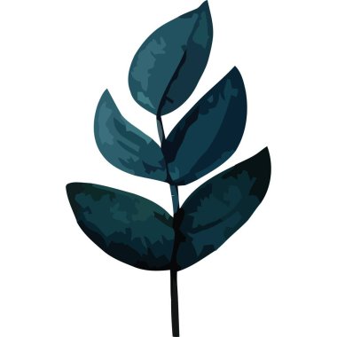 Mavi yapraklı dal suluboya biçimi izole