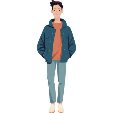 Gündelik kıyafet giyen genç bir adam izole edilmiş.