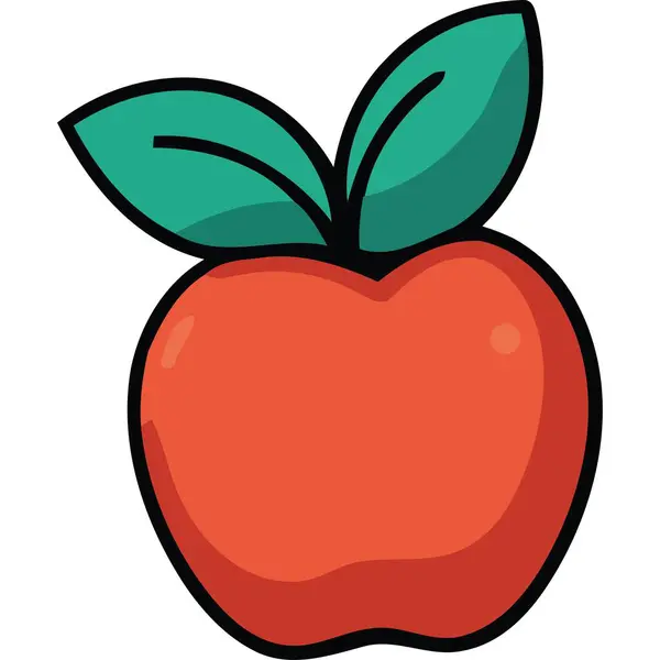 Röd Äpple Färsk Frukt Ikon Isolerad — Stock vektor