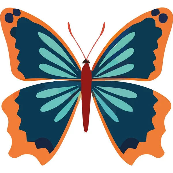 Papillon Orange Bleu Avec Ailes Ouvertes Isolées — Image vectorielle