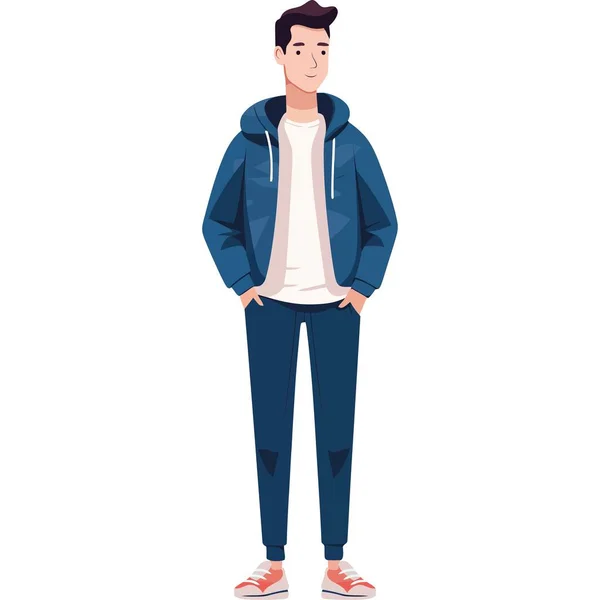 Young Man Standing Character Isolated — Stock Vector