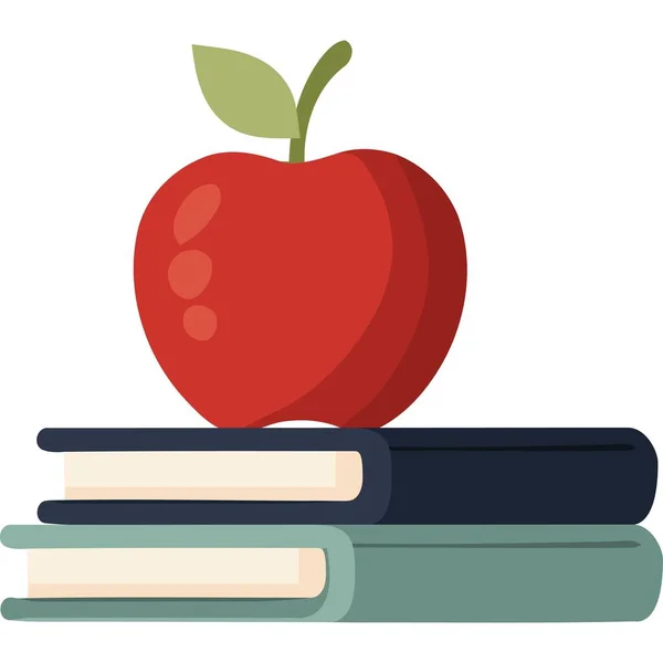 Μήλο Στα Σχολικά Βιβλία Εικονίδια Απομονώνονται — Διανυσματικό Αρχείο