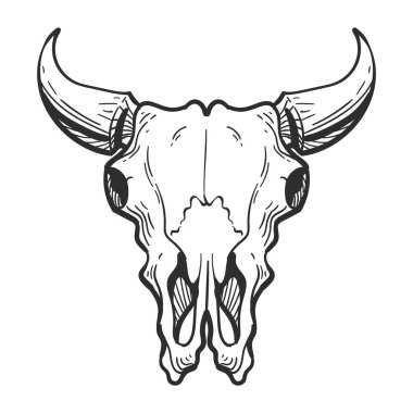 boğa kafatası ölümü ikon vektörü izole