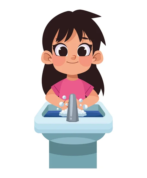 Kind Hände Waschen Routine Isoliert Symbol — Stockvektor