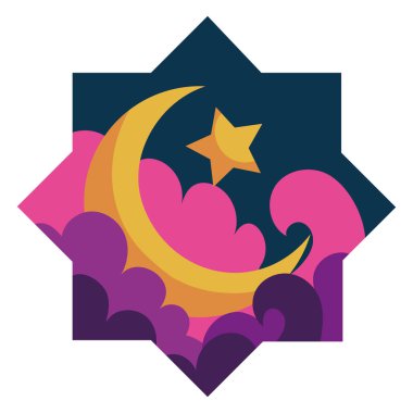 İslami yıldız hilal ikonu izole