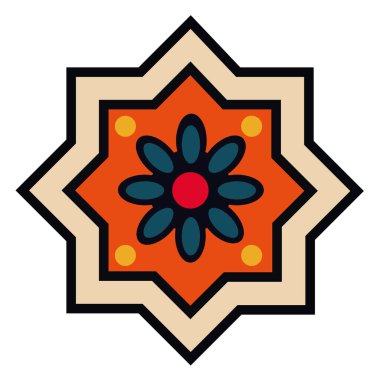 İslami yıldız çiçekli izole ikon