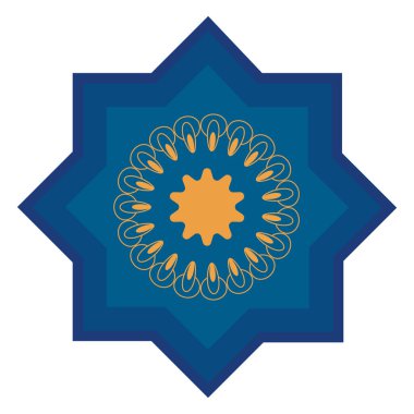 İslami yıldız mavi tasarımı izole edilmiş simge