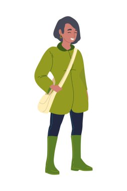 Yeşil ceketli kadın izole edilmiş ikon