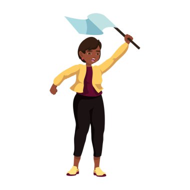 Pankart izole edilmiş simgesi olan aktivist kadın