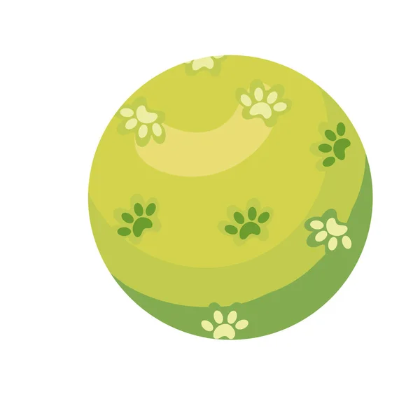 宠物橡胶玩具绿球隔离图标 — 图库矢量图片