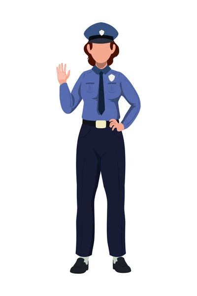 Police Standing Front View Isolated Icon — Stock Vector