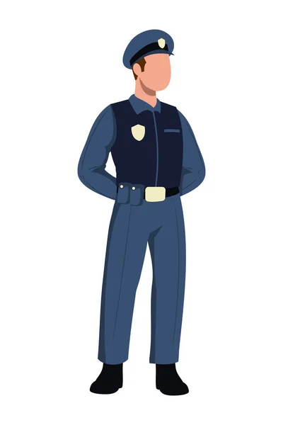 Police Standing Professional Isolated Icon — Stock Vector