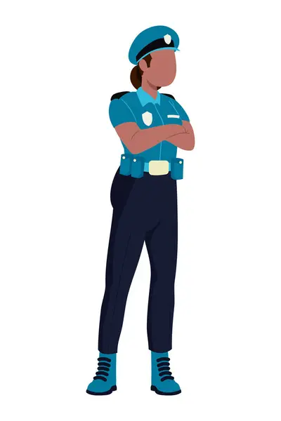 Police Standing Woman Character Isolated Icon — Stock Vector