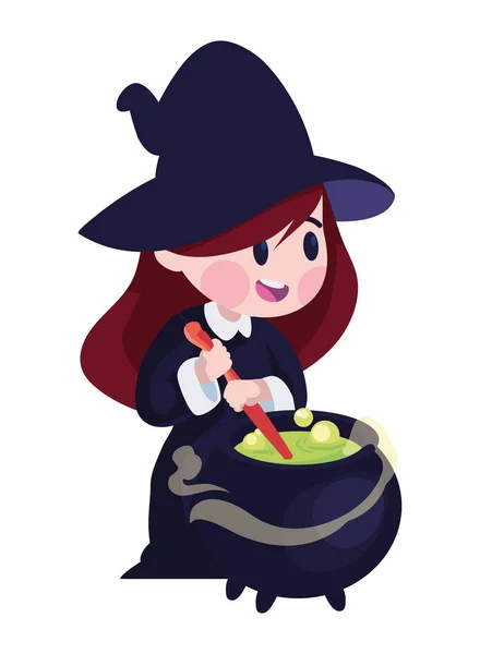 Halloween Witch Potion Cauldron Isolated Icon — Stock Vector
