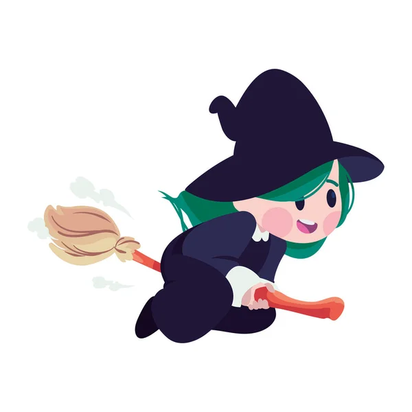 Halloween Witch Character Isolated Icon — Vettoriale Stock