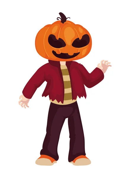 Halloween Character Pumpkin Isolated Icon — Stock Vector