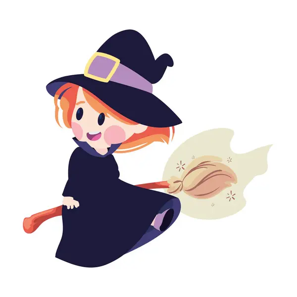 Halloween Witch Broom Isolated Icon — Stock Vector