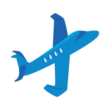 Uçak yolculuğu mavi renk izole simgesi