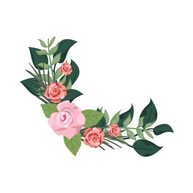 Köşedeki çerçeve çiçekleri izole edilmiş simge