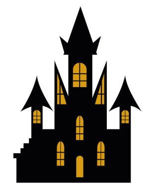 Cadılar Bayramı Kalesi silueti çizimi izole edildi