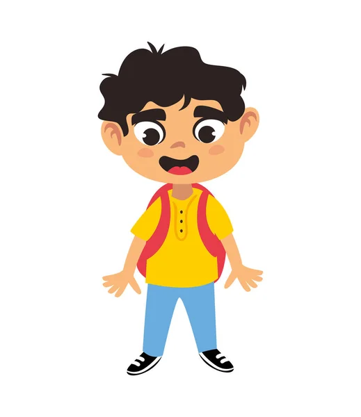 Student Character Boy Isolated Icon — Stock Vector