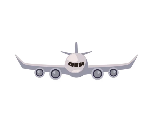 Avión Vuelo Viaje Vista Frontal Aislado Icono — Vector de stock