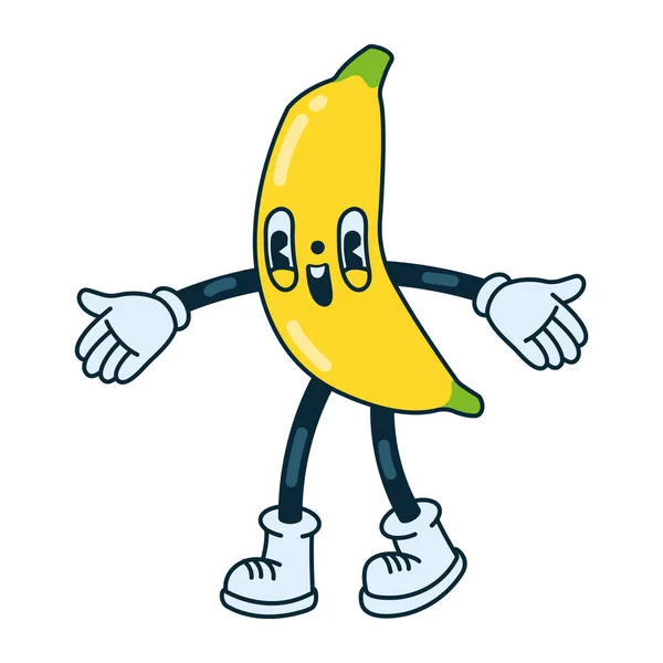 Jesień Kawaii Banan Izolowane Ikona — Wektor stockowy