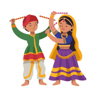 Navratri dansçıları geleneği izole edilmiş ikon