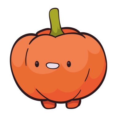 Sonbahar kawaii balkabağı tatlı izole ikonu