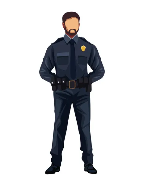 Policie Stojící Profesionální Ilustrace Izolované — Stockový vektor
