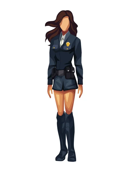 Policier Debout Illustration Féminine Isolé — Image vectorielle