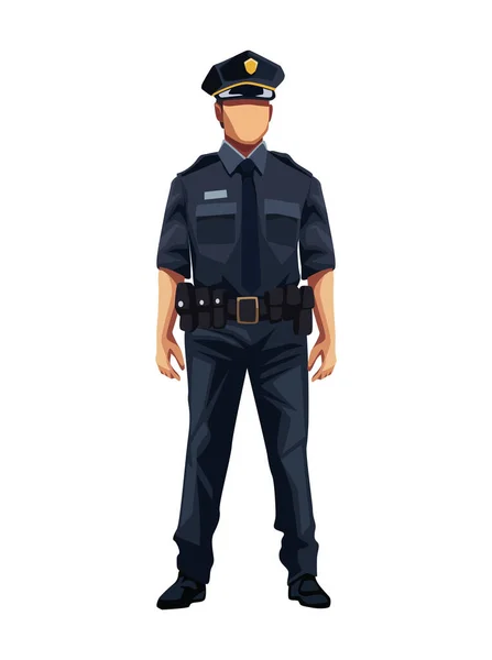 Police Standing Front View Illustration Isolated — Stock Vector