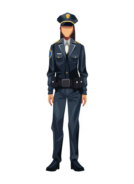 Police Standing Woman Character Illustration Isolated — Stock Vector