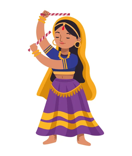 Navratri Dancer Traditional Isolated Icon — Stock Vector