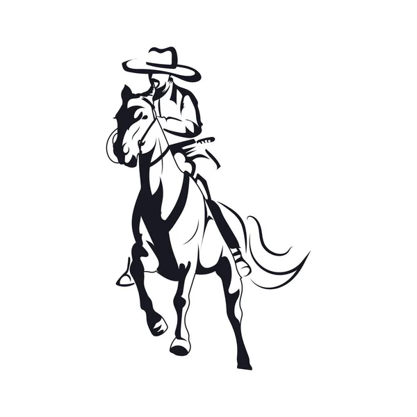 Cowboy Mão Desenhar Garanhão Ícone Isolado — Vetor de Stock