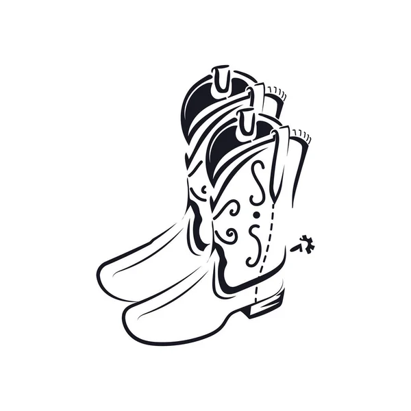 Cow Boy Main Dessiner Boot Icône Isolée — Image vectorielle