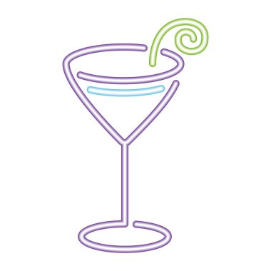 neon kokteyl ikonu izole edildi