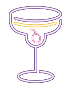 Meyve simgesi izole edilmiş neon kokteyli