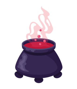 Cadılar bayramı kazanı simyacısı çizimi izole edildi